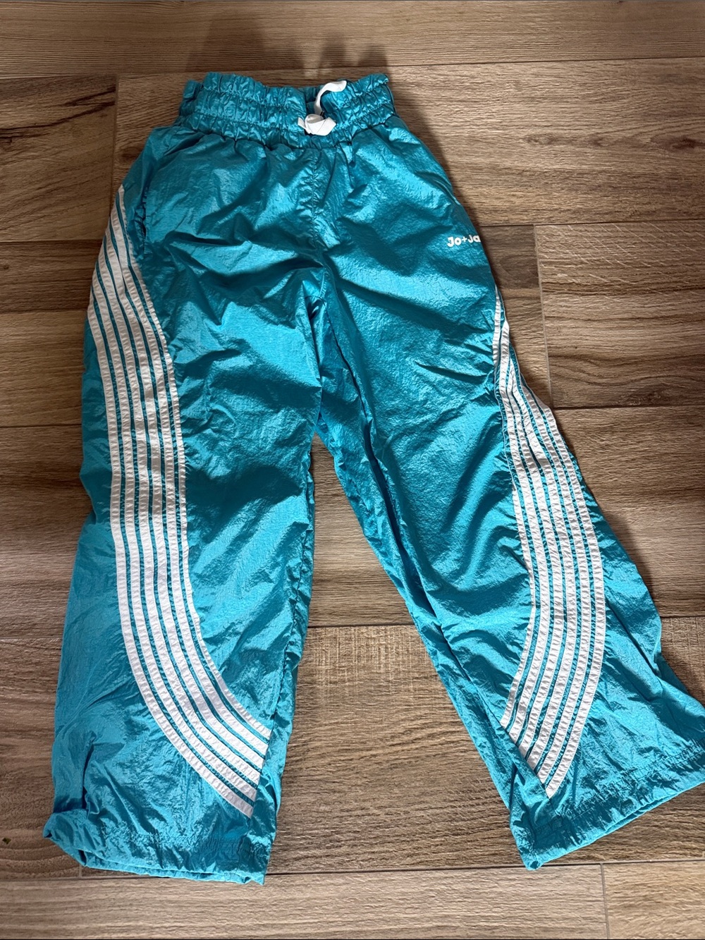Kids Teal Athletic Joggers with White Stripe Detail